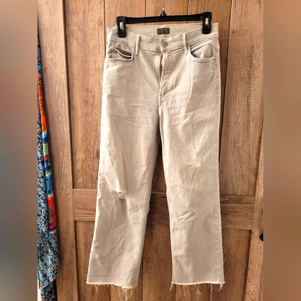 MOTHER Maverick Fray Denim, size 28, light grey